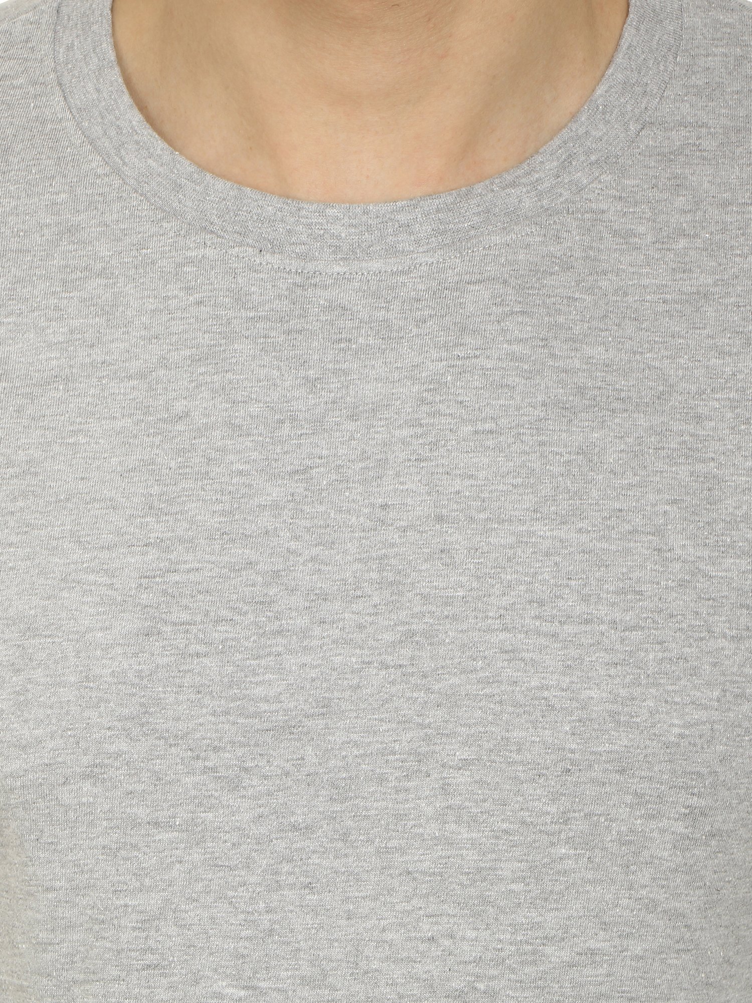 Full Sleeve Melange Grey Cotton T-Shirt for Men - Image 3