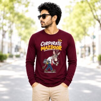 Corporate Mazdoor Full Sleeve Graphic T-Shirt for Men
