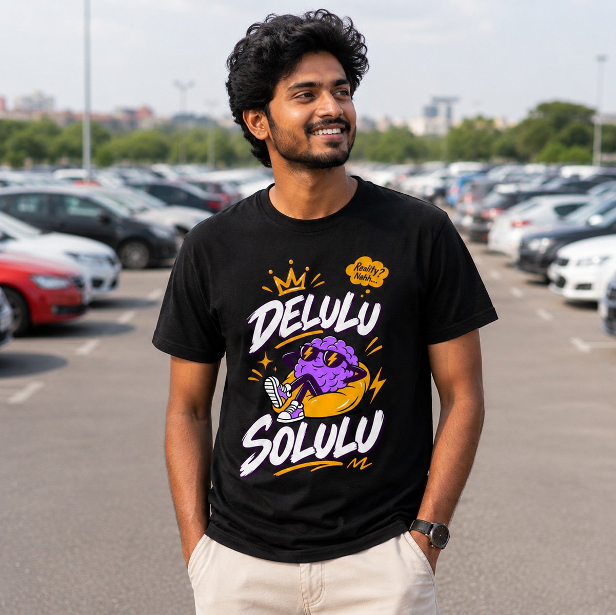 Delulu Solulu Graphic T-Shirt for Men - Image 3