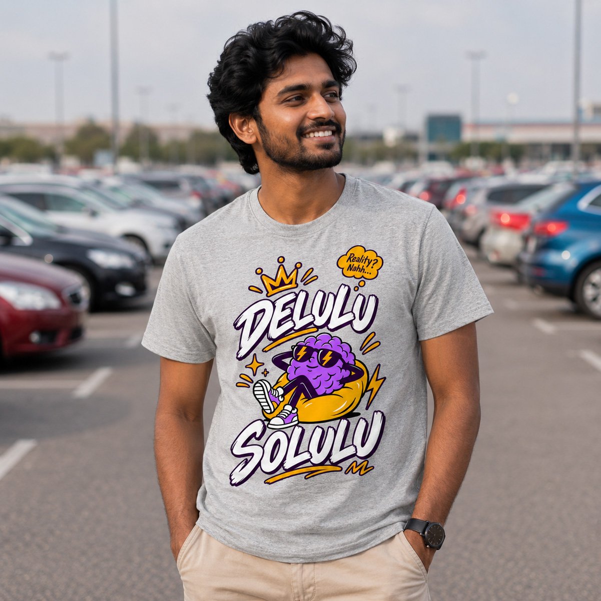Delulu Solulu Graphic T-Shirt for Men - Image 2