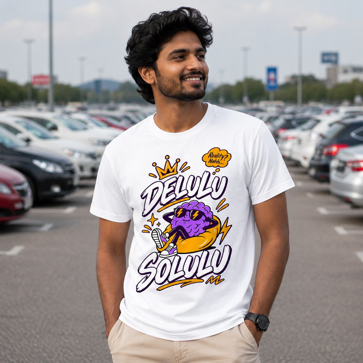 Delulu Solulu Graphic T-Shirt for Men - Image 4