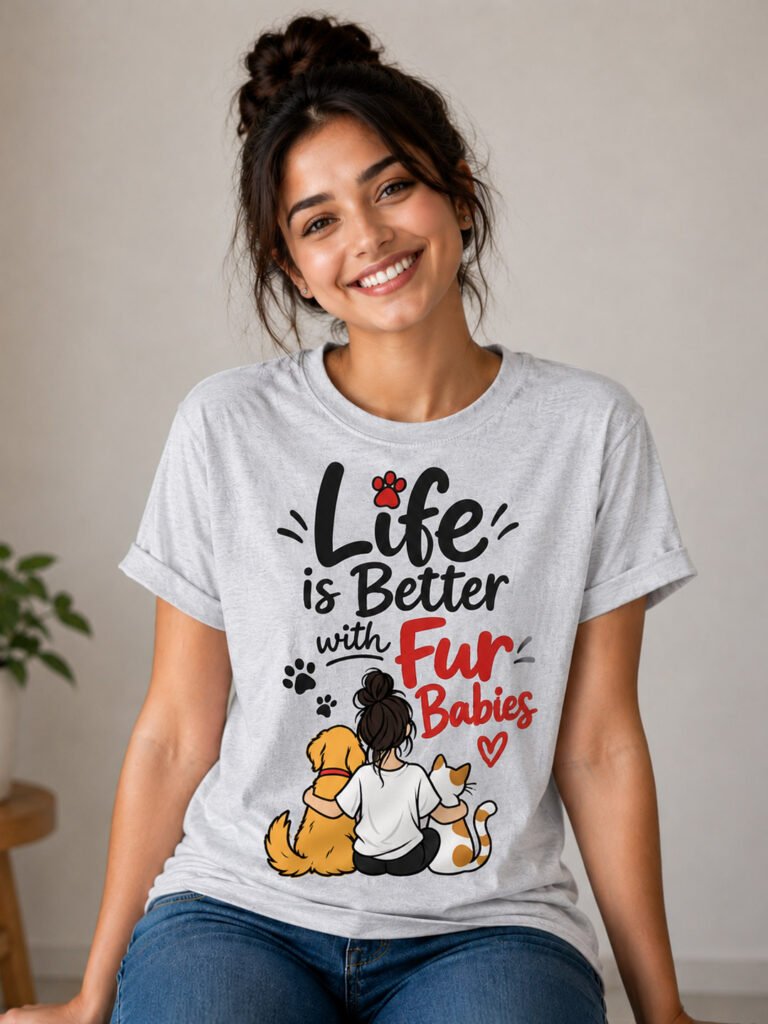Pet Dog and Cat Graphic T-Shirt for Women