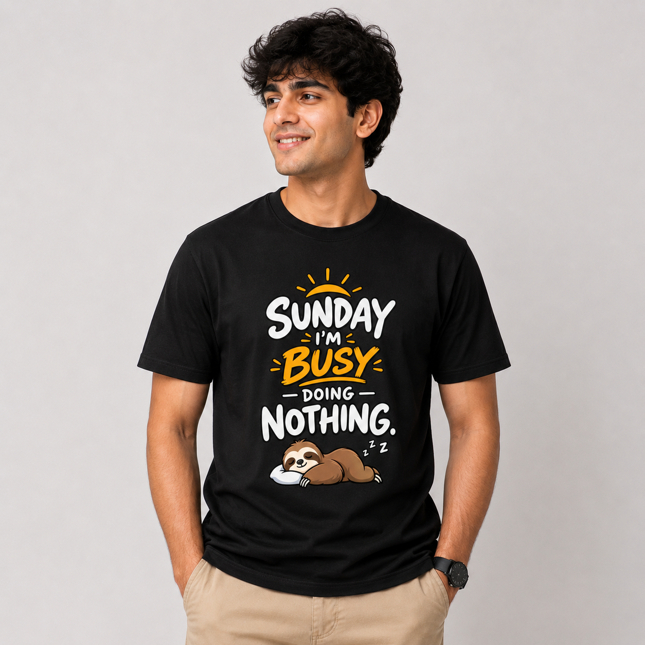 Sunday Doing Nothing Graphic T-Shirt for Men - Image 6