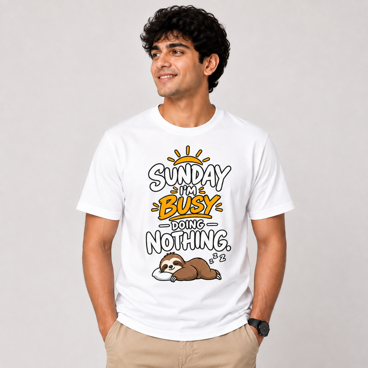 Sunday Doing Nothing Graphic T-Shirt for Men - Image 4