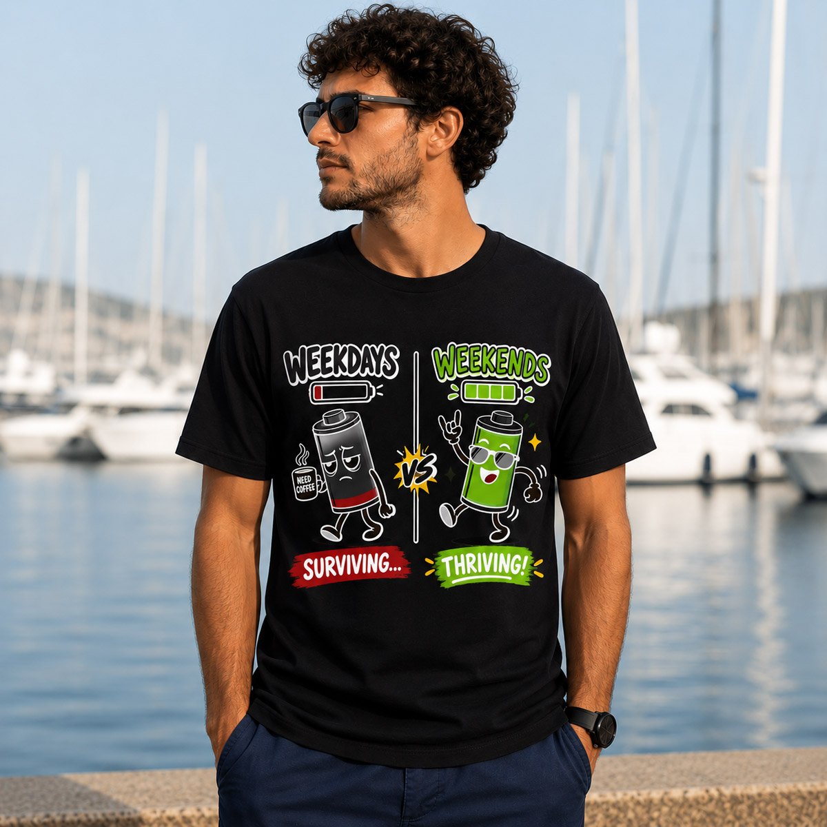 Weekdays vs Weekends Graphic T-Shirt for Men - Image 4