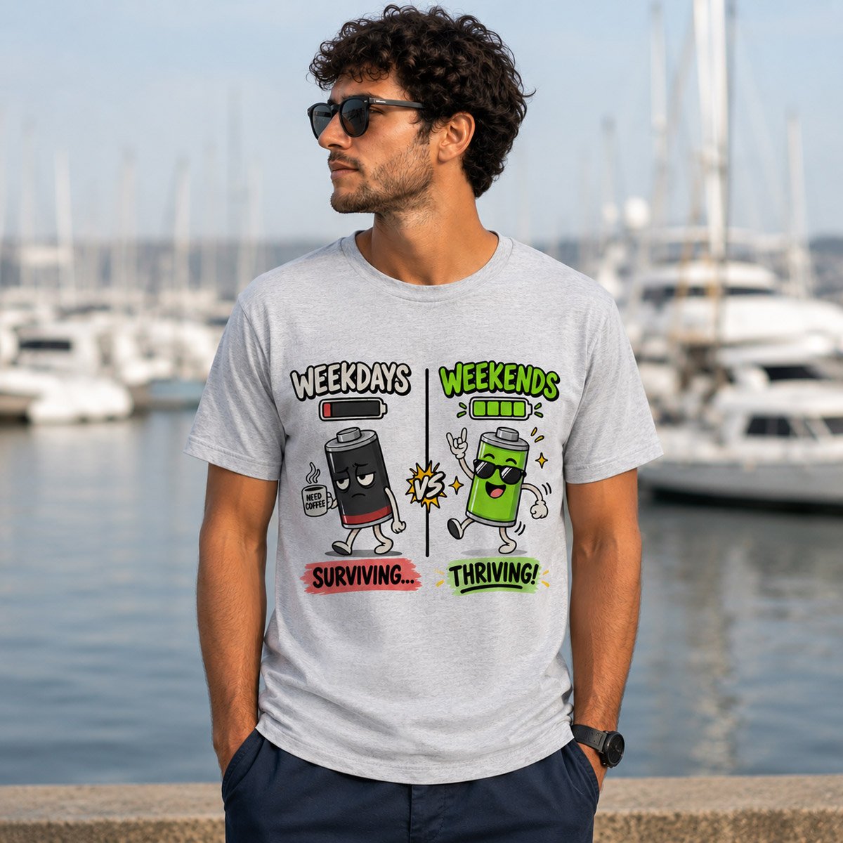 Weekdays vs Weekends Graphic T-Shirt for Men - Image 7