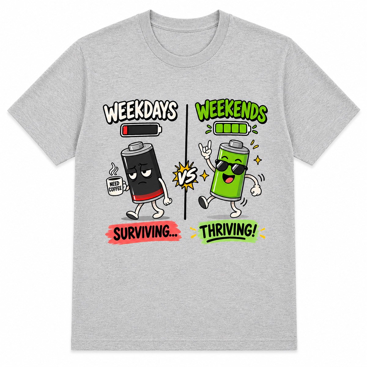 Weekdays vs Weekends Graphic T-Shirt for Men - Image 9