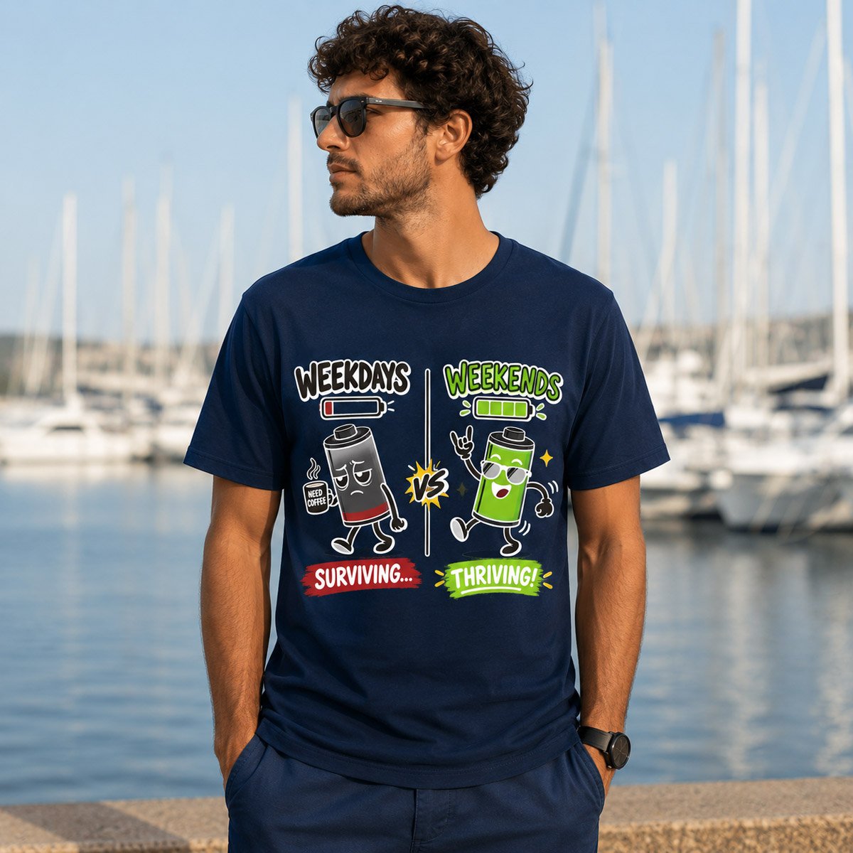 Weekdays vs Weekends Graphic T-Shirt for Men - Image 10