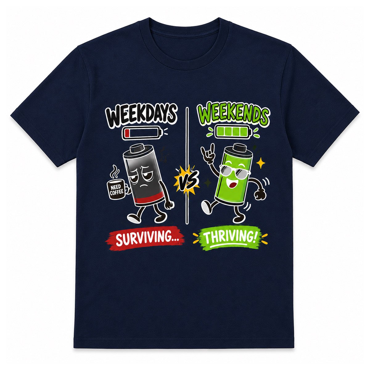 Weekdays vs Weekends Graphic T-Shirt for Men - Image 12