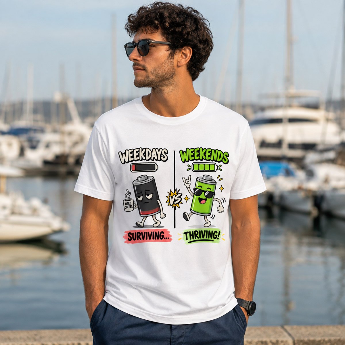 Weekdays vs Weekends Graphic T-Shirt for Men - Image 13