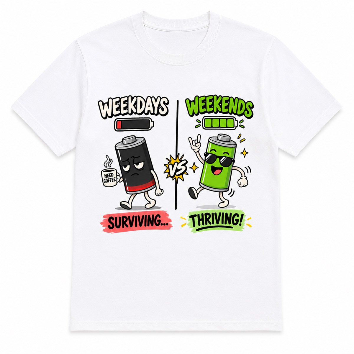 Weekdays vs Weekends Graphic T-Shirt for Men - Image 15