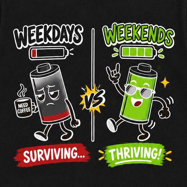Weekdays vs Weekends Graphic T-Shirt for Men - Image 5
