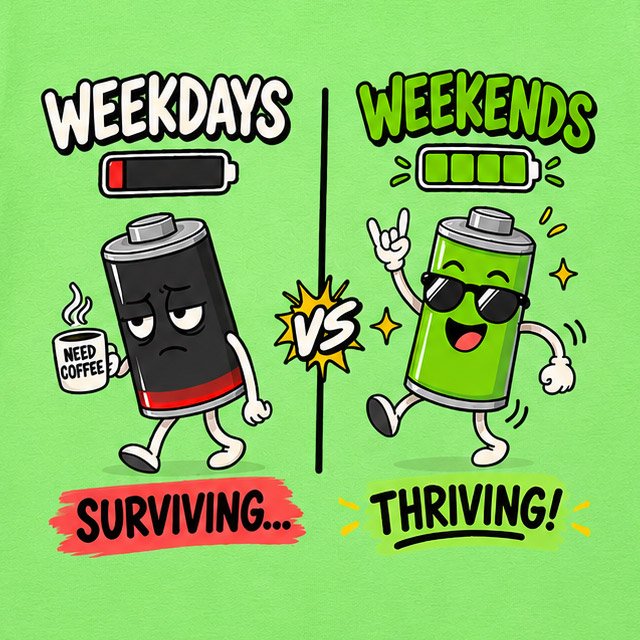 Weekdays vs Weekends Graphic T-Shirt for Men - Image 2