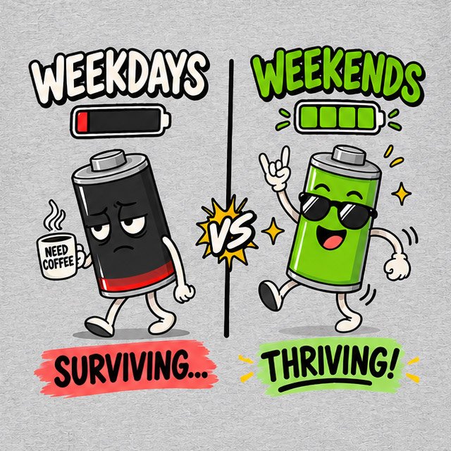 Weekdays vs Weekends Graphic T-Shirt for Men - Image 8