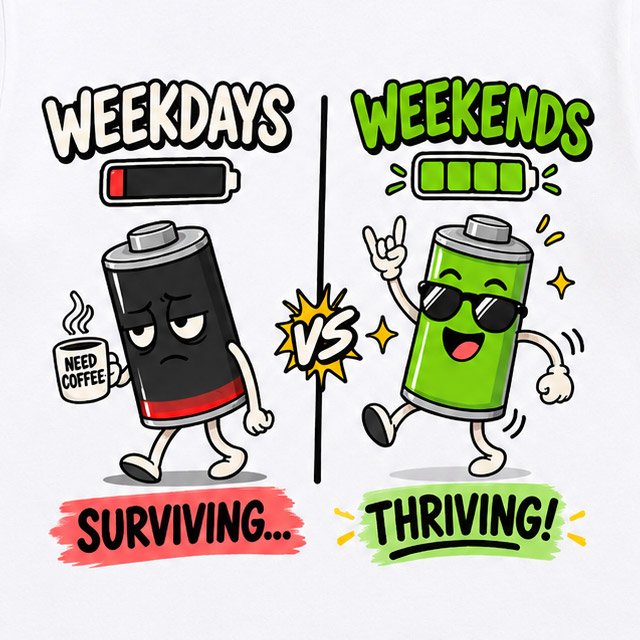 Weekdays vs Weekends Graphic T-Shirt for Men - Image 14